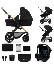 Cărucior combinat 3 în 1 KinderKraft - Moov 2, Pure Black -1