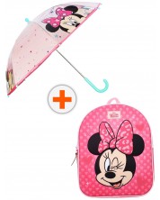 Set de gradiniță Vadobag Minnie Mouse - 3D ghiozdan și umbrelă, Never Stop Laughing