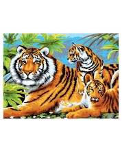 Set de pictură cu vopsele acrilice Royal - Tigri, 39 x 30 cm
