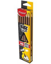 Set creioane cu radiera Maped Black'Peps - HB, 12 bucati -1