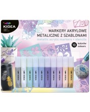 Set de markere Kidea Crayon Markers - Acrilic, 10 culori, cu șabloane  -1