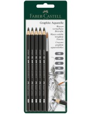 Set de creioane pentru acuarelă Faber-Castell Graphite Aquarelle - cu pensulă, 5 bucăți -1
