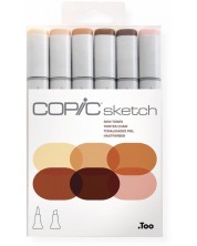 Set de markere  Too Copic Sketch - Tonuri corporale, 6 culori