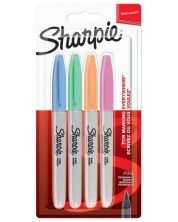 Set markere permanente Sharpie - F, 4 culori pastelate