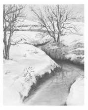 Set de pictură grafică Royal - Peisaj de iarnă, 23 x 30 cm -1