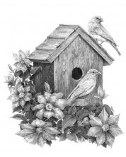Set de pictură grafică Royal - Păsări și casă, 23 x 30 cm -1