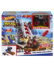 Set Hot Wheels Monster Trucks - Tire Press Challenge, Arenă mondială -1