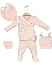 Set pentru externare Babyzuff - Salmon Rabbit, 5 piese -1