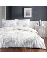 Set de dormitor TAC - Paisley, 100% bumbac, satin, alb/albastru -1