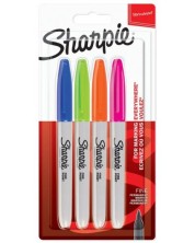 Set markere permanente Sharpie - F, 4 culori