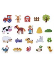Set de magneți Viga Toys – Animale și elemente de la fermă, 20 de piese