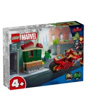 Constructor LEGO Marvel - Marvel Iron Man cu motocicleta și Hulk (76287) -1