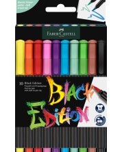 Set marker cu pensula Faber-Castell Black Edition - 10 culori
