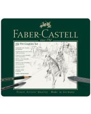 Set de creioane Faber-Castell Pitt Graphite - 19 bucăți, în cutie metalică	