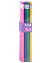 Set Creioane stralucitoare cu radiera Apli - 12 buc.