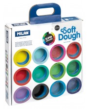 Kit de modelare Aluat si instrumente Milan Soft Dough - 16 culori