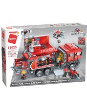 Set de construcții Qman - Brigada de pompieri de urgență, 1431 piese -1