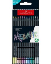 Set creioane  Faber-Castell Black Edition - Metallic, 12 culori -1