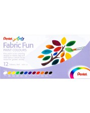 Set culori textile Pentel - 12 culori, 6 ml
