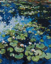 Set de pictură pe numere Ideyka - Nufărul, Claude Monet, 40 x 50 cm -1