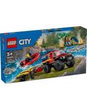 Constructor LEGO City - Camion de pompieri 4 x 4 cu barca de salvare (60412) -1