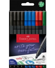 Set Linere Faber-Castell Grip - Basic Colors, 0.4 mm, 10 buc.