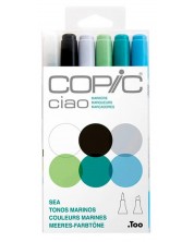 Set de markere Too Copic Ciao - Tonuri marine, 6 culori