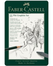 Set de creioane Faber-Castell Pitt Graphite - 11 bucăți, în cutie metalică