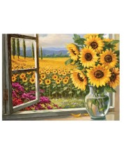Set de pictură cu vopsele acrilice Royal - Câmpuri de floarea-soarelui, 39 x 30 cm