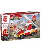 Set constructie Qman Mine City - Camion de pompieri cu scara