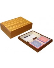 Set Modiano - Cutie din lemn pentru carti de poker, maro deschis -1
