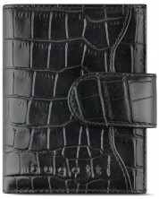 Husă din piele pentru carduri de credit Bugatti Smart - Croco, Protecție RFID, negru -1