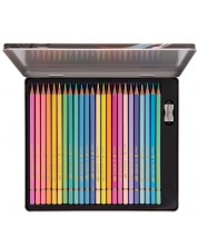 Set de creioane colorate Daco - 24 de culori, cutie metalică