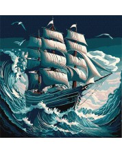 Set de pictură pe numere Ideyka - Furtună în mare, 40 x 40 cm -1