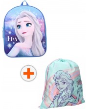 Set de gradiniță Vadobag Frozen II - Ghiozdan și geanta de sport, Elsa, albastru si roz -1