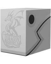 Cutie pentru carti de joc Dragon Shield Double Shell - alb cenușiu/negru (150 buc.)