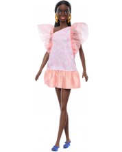 Păpușă Barbie  Fashionistas 216 - Cu o rochie de petrecere piersică -1