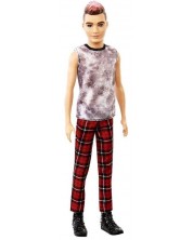 Papusa Mattel Barbie Fashionistas - Ken, cu pantaloni in carouri si maiou -1