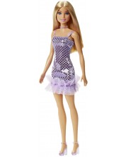 Păpușa Barbie - Cu rochie mov cu paiete