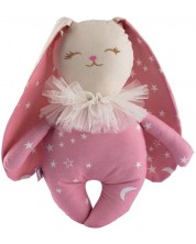 Păpușă textilă Asi Dolls - Micul iepuraș Olivia, roz cu stele albe, 34 cm