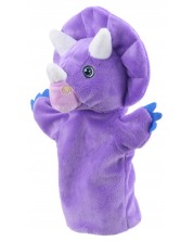 Păpușă de mână The Puppet Company - Triceratops dinozaur, 25 cm, mov