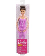 Papusa Mattel Barbie -Balerina, cu parul castaniu si rochie mov -1