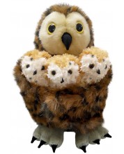 Păpușă pentru teatru The Puppet Company - Bufniță maro cu 3 pui, 33 cm - imagine 1