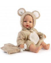 Păpușă bebeluș Antonio Juan - Bimba, care plânge, cu costum de ursuleț, 37 cm