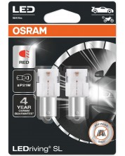 Becuri auto LED Osram - LEDriving, SL, Roșii, P21W, 1.4W, 2 bucăți, roșii -1