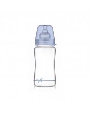 Biberon Lovi - Baby Shower, din sticla, 250 ml, 3 luni+, albastru -1