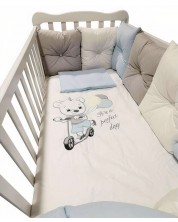Set lenjerie de pat de lux  Bambino Casa - Pillows blu, 12 piese