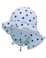 Palarie de vara cu protectie UV 50+ Sterntaler -Punctat, pentru o fată, 47 cm, 9-12 luni, albastru