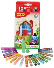 Creioane colorate cu ulei Colokit - 12 culori, cu ascuțitor și suport -1