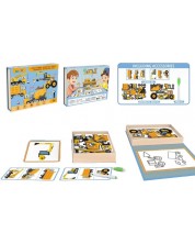 Puzzle magnetic cu marker Raya Toys - Mașini de construcție -1
